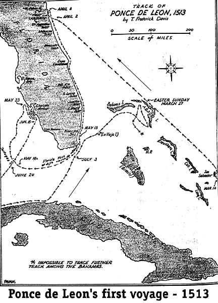 ponce de leon map of his voyage